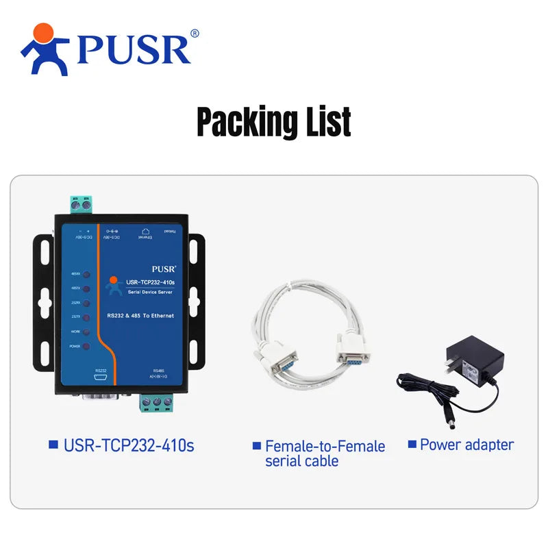 PUSR Serial RS232 RS485 to Ethernet Converter Modbus RTU to Modbus TCP Gateway With Edge Computing MQTT/SSL USR-TCP232-410S-H7
