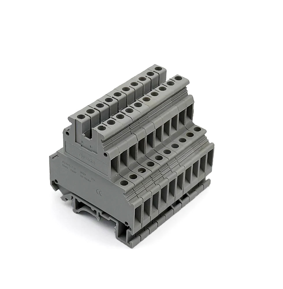 10Pcs UKK/UKKB 5 Double-Level Terminal Block 2 Layer 0.2 - 4 mm² Plug Wire Electrical Screw Connector DIN Rail Termin UKK5 UKKB5