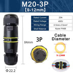 IP68 M20 Waterproof Connector Electric Junction Box 2/3Pin Screw Connection Solderless for 5-12mm Cable,Adapter Terminal Outdoor