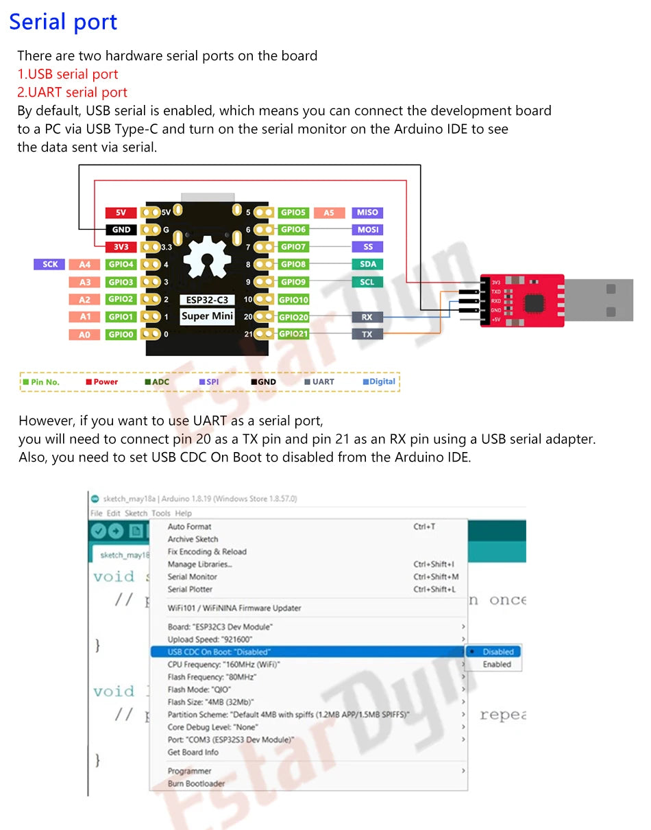 HWGATL ROBOT ESP32-C3 Development Board ESP32 C3 SuperMini WiFi Bluetooth For Arduino
