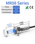 GTRIC Magnetic Reed Proximity Sensor Switch M08/12/18 Flush Type 10MM Detection Distance 5-220V AC DC 2 Wires PNP/NPN NO NC