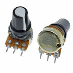 5Sets WH148 1K 10K 20K 50K 100K 500K Ohm 15mm 3 Pin Linear Taper Rotary Potentiometer Resistor for Arduino with AG2 White Cap