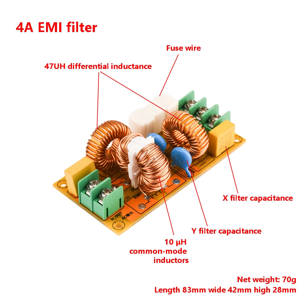 Power Supply Filter EMI High Frequency Filter EMI Power Filter AC110-220V 2A 4A 10A 20A Filtering Board