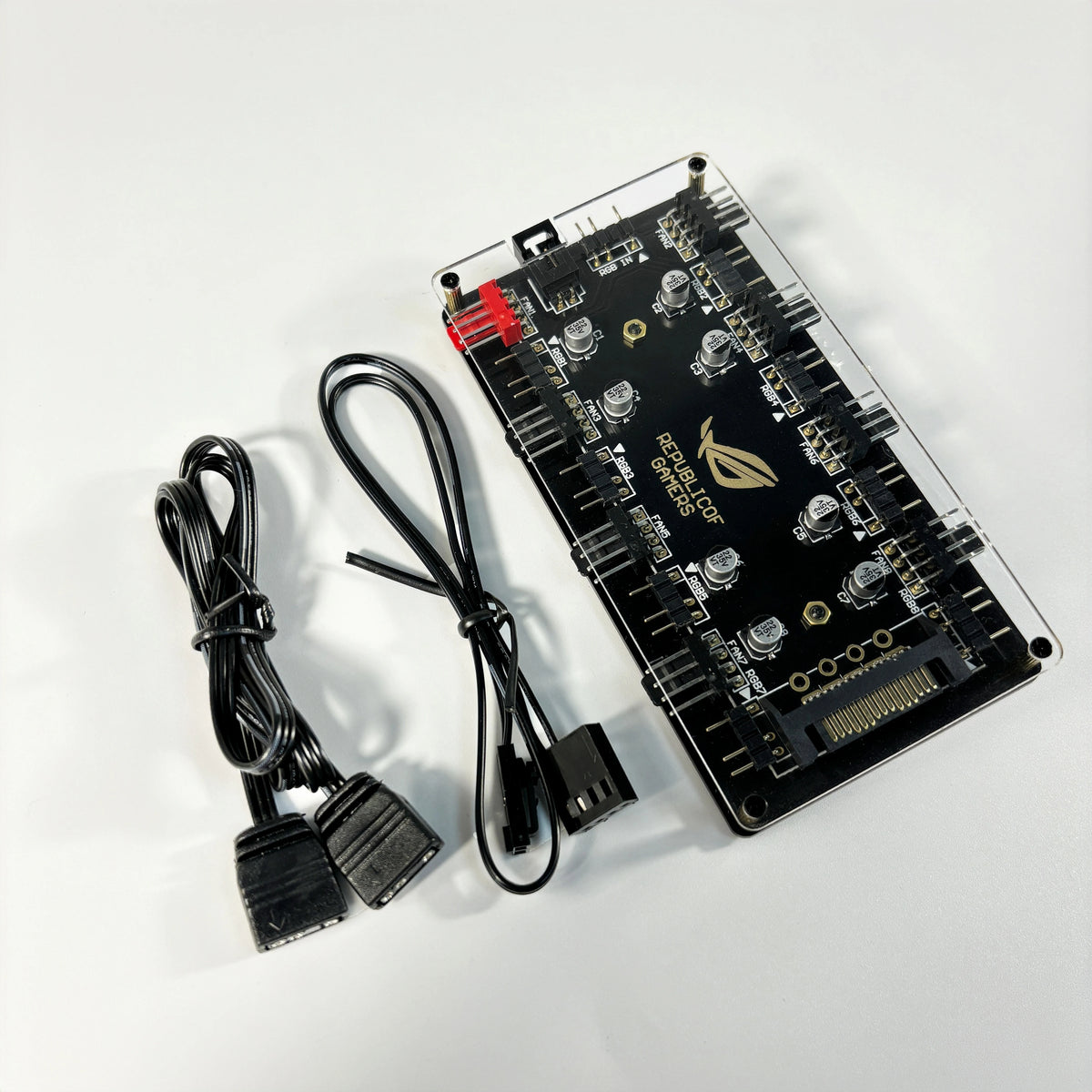 This ARGB Cooling Fan Kit Includes Five 120mm Cooling Fans and a PWM ARGB 2-in-1 Hub, Suitable for Computer Cases (Forward Fan)