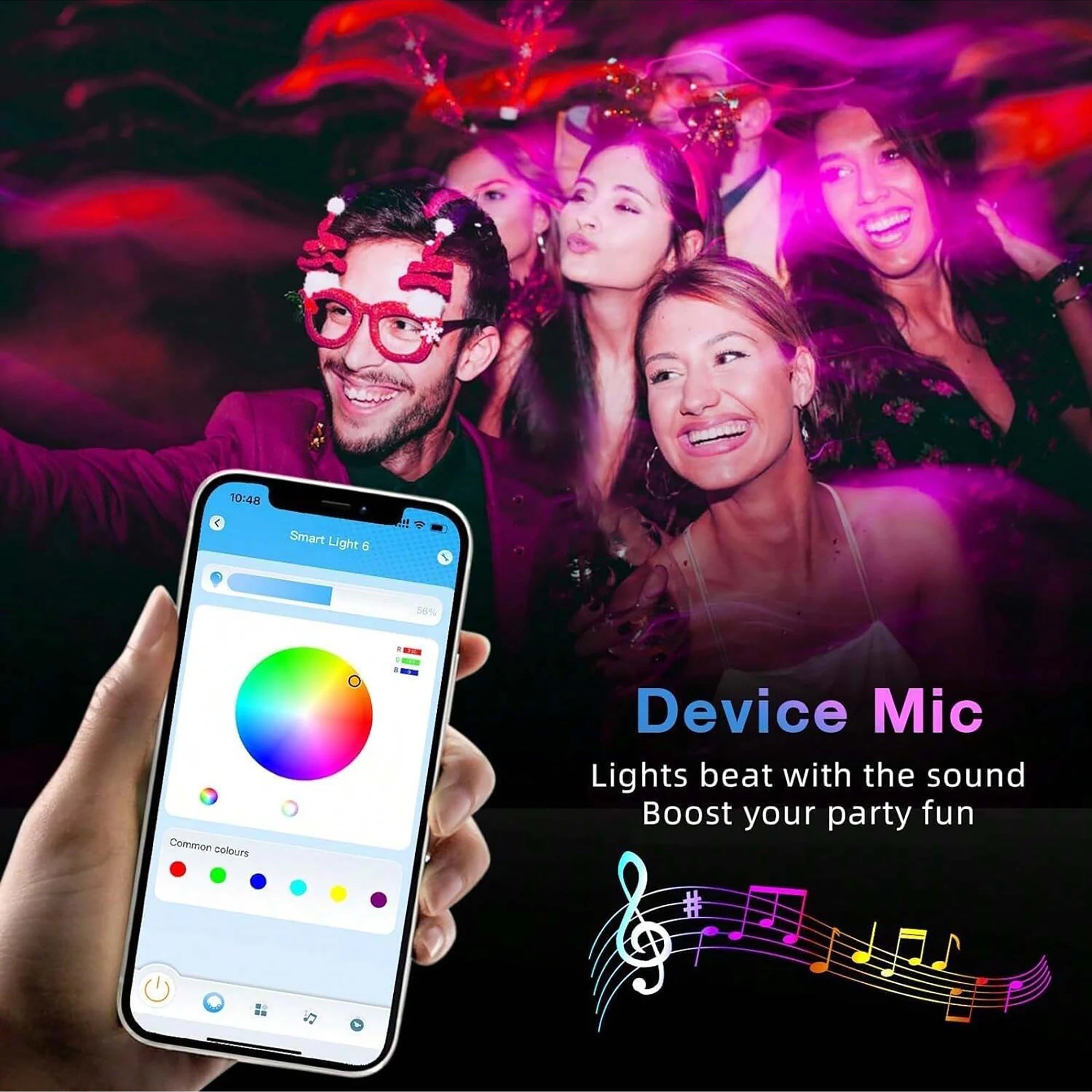 100FT Bedroom LED Strips Light, Color-hanging LED Strips Set, with 24-key Remote Control and Intelligent Application Control, RGB Music Synchronous Lighting, Suitable for Rooms, Home Decoration