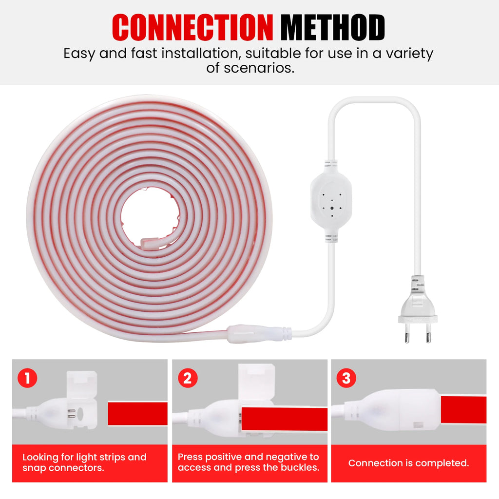 220V Dimmable COB LED Neon Strip Light 288Leds/M IP67 With Switch/Dimmer EU Plug Flexible Adhesive Tape for Home Garden Lighting