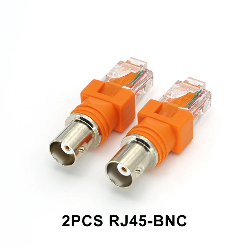 2Pcs BNC Female to RJ45 Male Adapter Connector,RF Female To RJ45 Male Plug Coaxial Chassis Panel Mount Monitor Accessorie