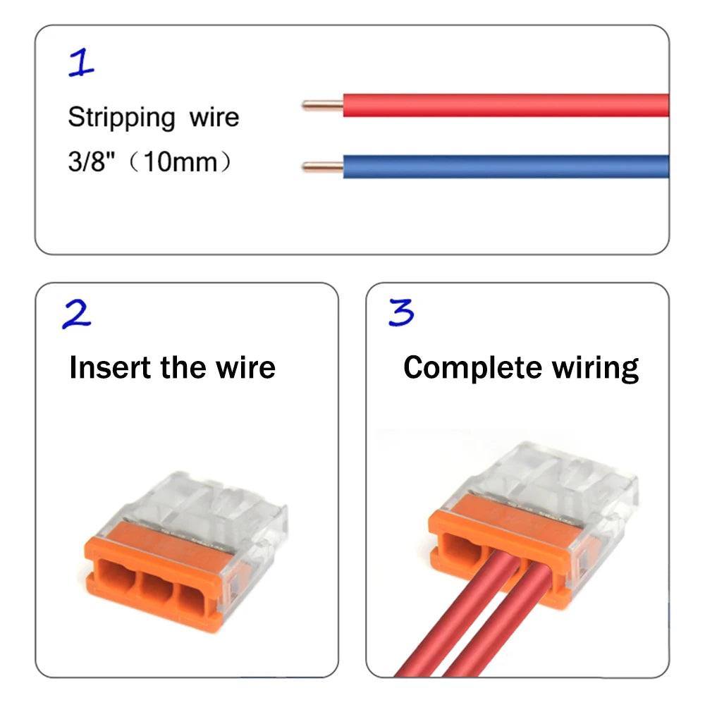 50pcs Mini Quick Wire Connectors 2/3/4/5/ Ports Terminal Block Hard Stainless Easy Electric Quick Push-In