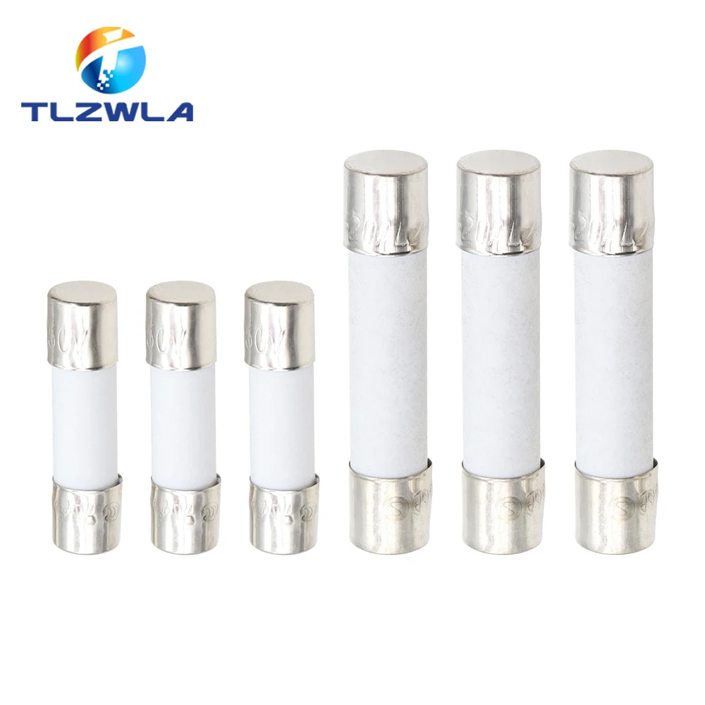 10PCS 5X20MM 6X30MM Fast Blow Ceramic Fuse 5*20mm 250V 0.1A 0.25A 0.5A 1A 1.5A 2A 2.5A 3A 3.15A 4A-30A Slow Break The Fuse Tube