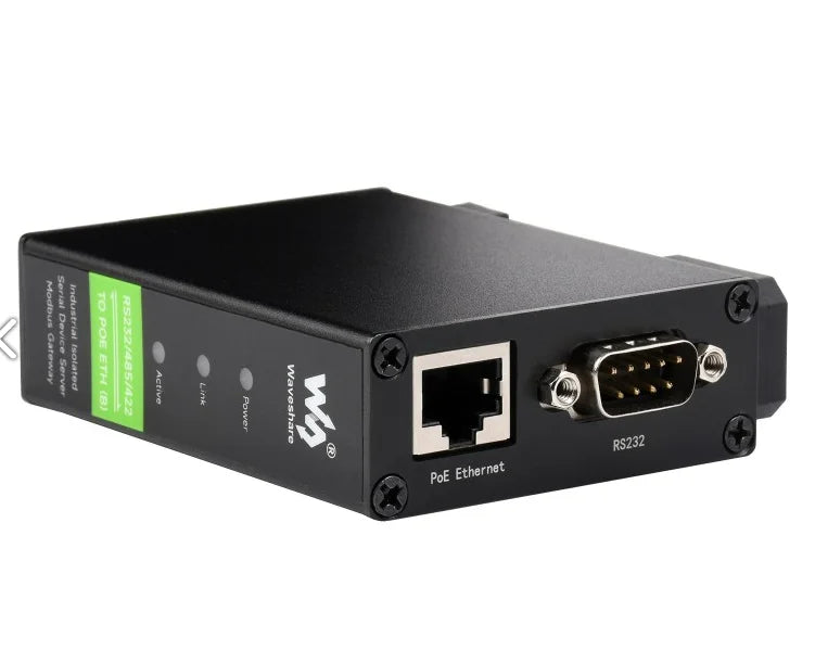 RS232/485/422 TO POE ETH (B) Waveshare Rail-Mount Serial Server,Ethernet Module, TCP/IP to serial, Function Optional