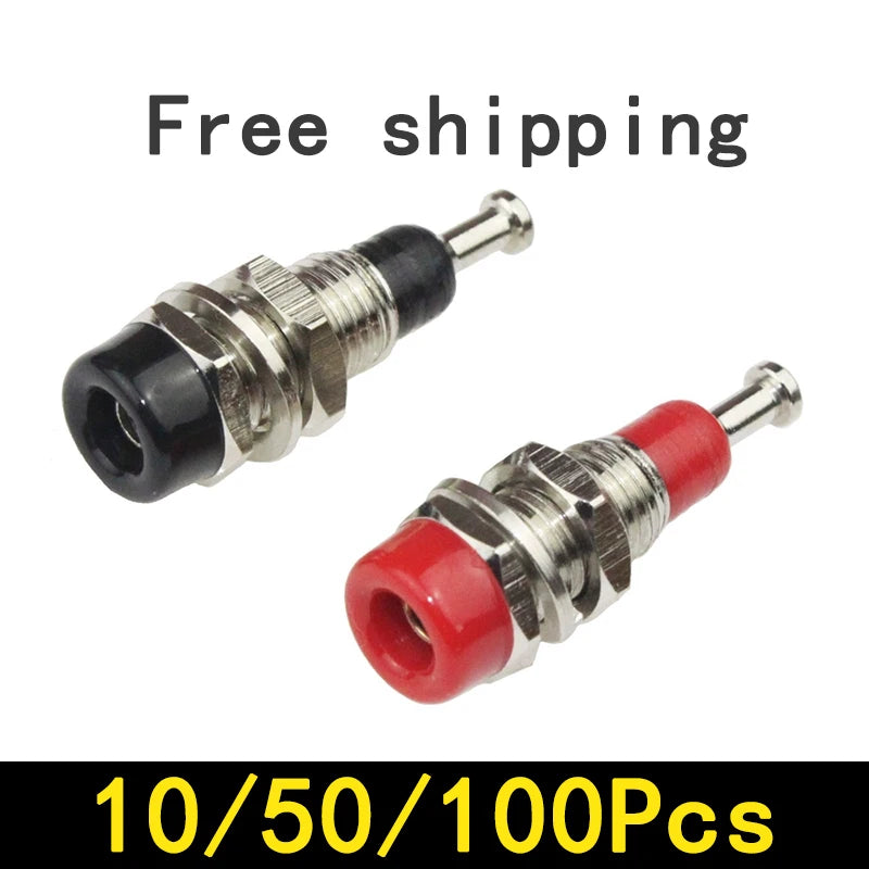 10/50/100PCS 2mm Banana Female Socket with Insulated Copper Terminal – Ideal for Panel Testing and Speaker Connections