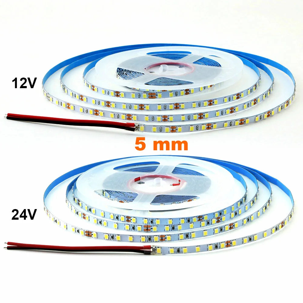 5mm 8mm LED Strip 2835 DC24V 12V 120LEDs/m Home Lamp Strips Red Ice Blue Yellow Orange Pink Flexible And Cuttable Soft Lamp Bar