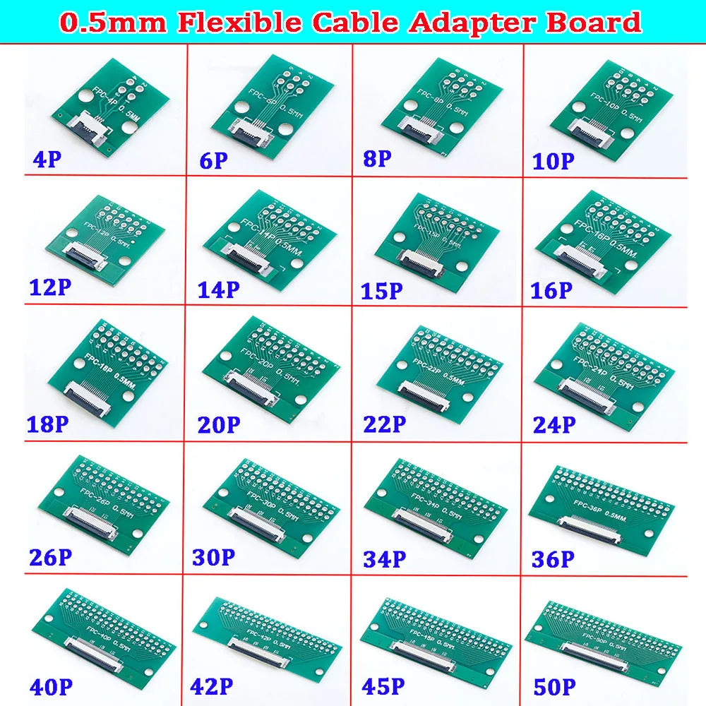 1pcs FPC/FFC Welding 0.5 Seat Connection 0.5mm Pitch Connector SMT To 2.54mm Flexible Cable Adapter Board 6 8 10 20 50 60 80 Pin