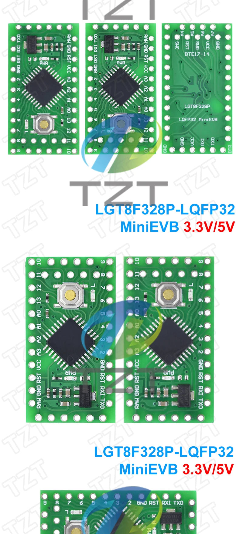 TZT LGT8F328P LQFP32 MiniEVB 3.3V / 5V Replaces Pro Mini ATMEGA328P Fully Compatible For Arduino USE HT42B534-1 Driver