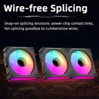 Coolcirc ARGB Infinity Mirror PC Case Fan - 3-Pack 120mm Free Wire-Splicing Cooling Fan with PWM Silent Fan for Computer Case