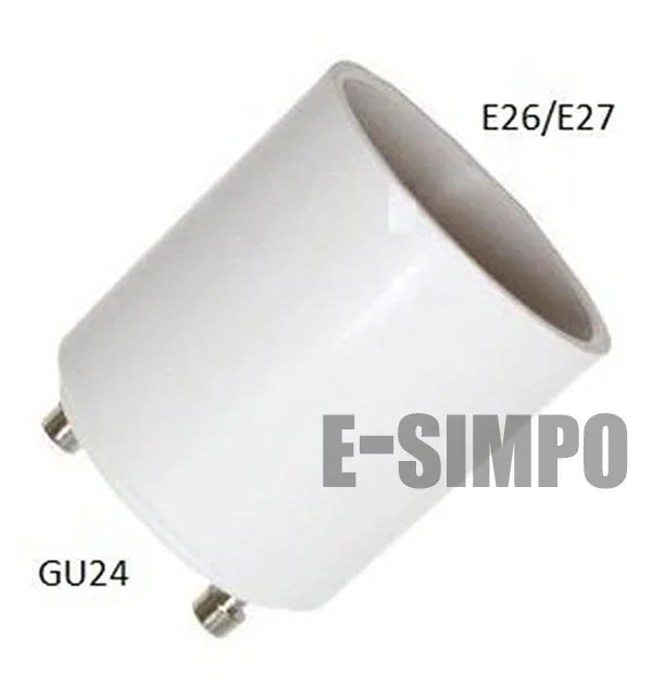 2pcs Gu24 To E26 E27 2 Prong CFL Lamp Base Standard Medium Edison Screw CE Rohs Light Socket Adapter Converter