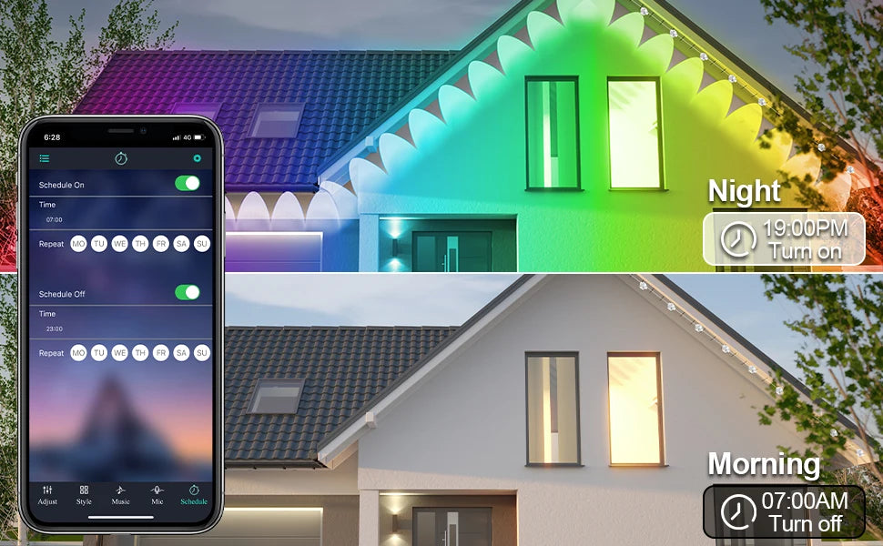 150FT Permanent Outdoor Lights, Outdoor Christmas Lights, Smart RGB App Control with 60 LEDs, LED Eaves Lights IP67 Waterproof, House Roof Outdoor Lighting for Party, Daily, Halloween, Garden
