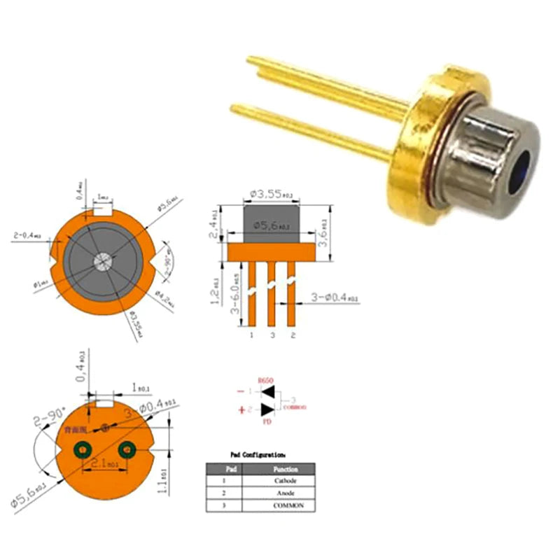 High Power Laser Diode Red Laser Head Burning Infrared Diode Module