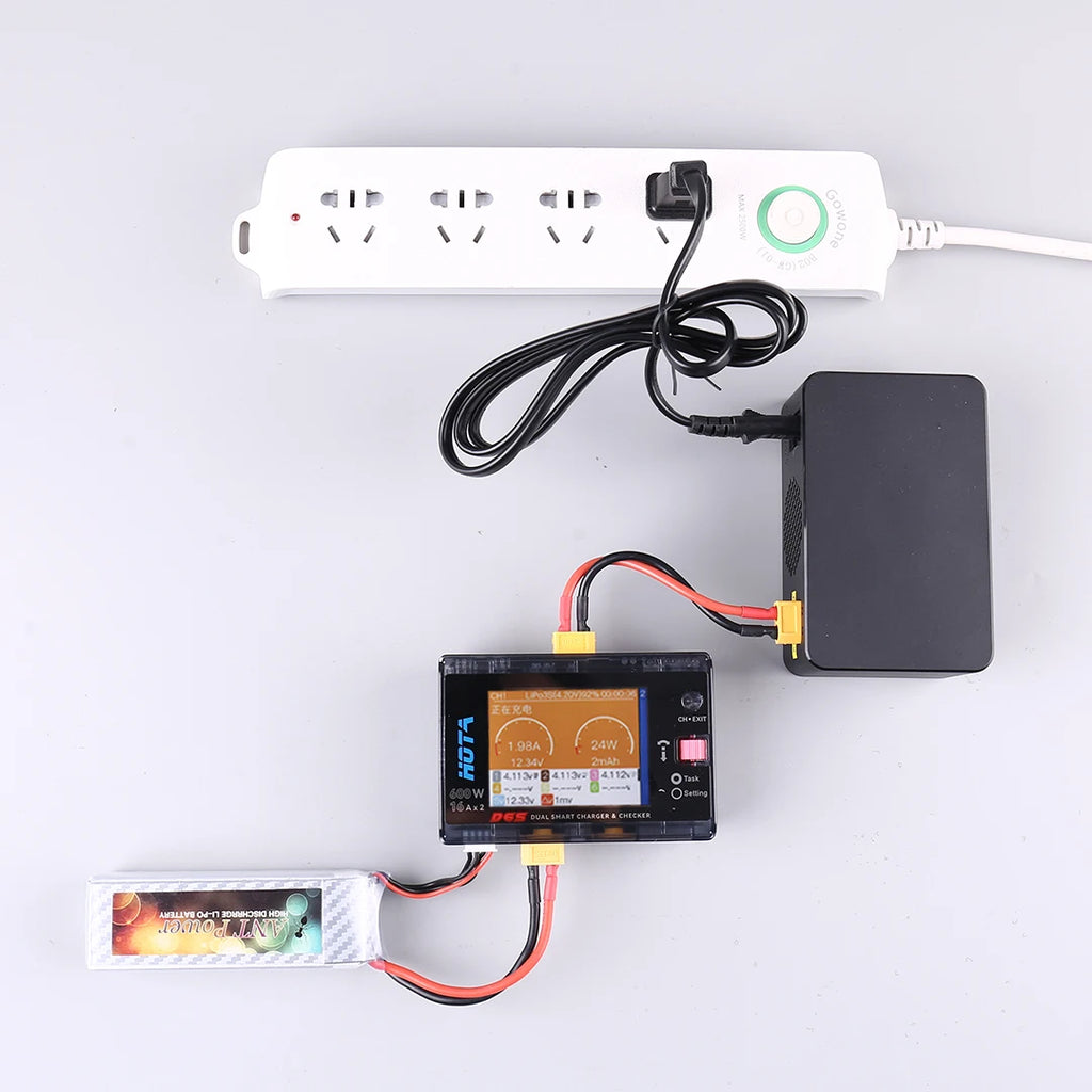 HOTA D6S RC Lipo Battery Charger Magnetic Suction Dual Channel Smart Balance 600W High Power 1-6S Smart Balance Charger