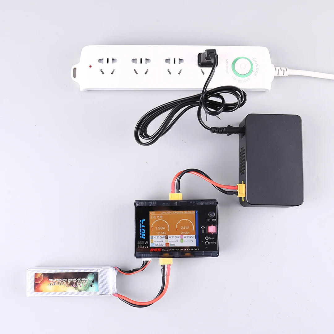 HOTA D6S RC Lipo Battery Charger Magnetic Suction Dual Channel Smart Balance 600W High Power 1-6S Smart Balance Charger