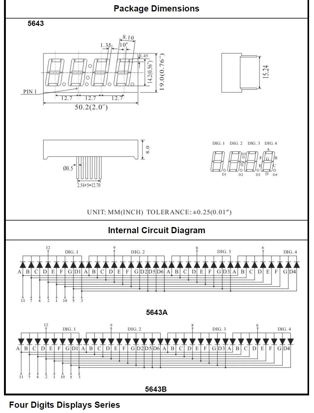 0.56 Inch 7 Segment 1Bit 2Bit 3Bit  4Bit Bbit 6Bit Red Blue White Yellow Green Common Cathode Anode LED Digit Display Tube