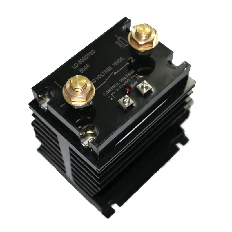 DC Control DC Solid State Relay 3-32VDC Control 75VDC Load Voltage High Current 500A 1000A with Heat Sink Raditor High Power SSR