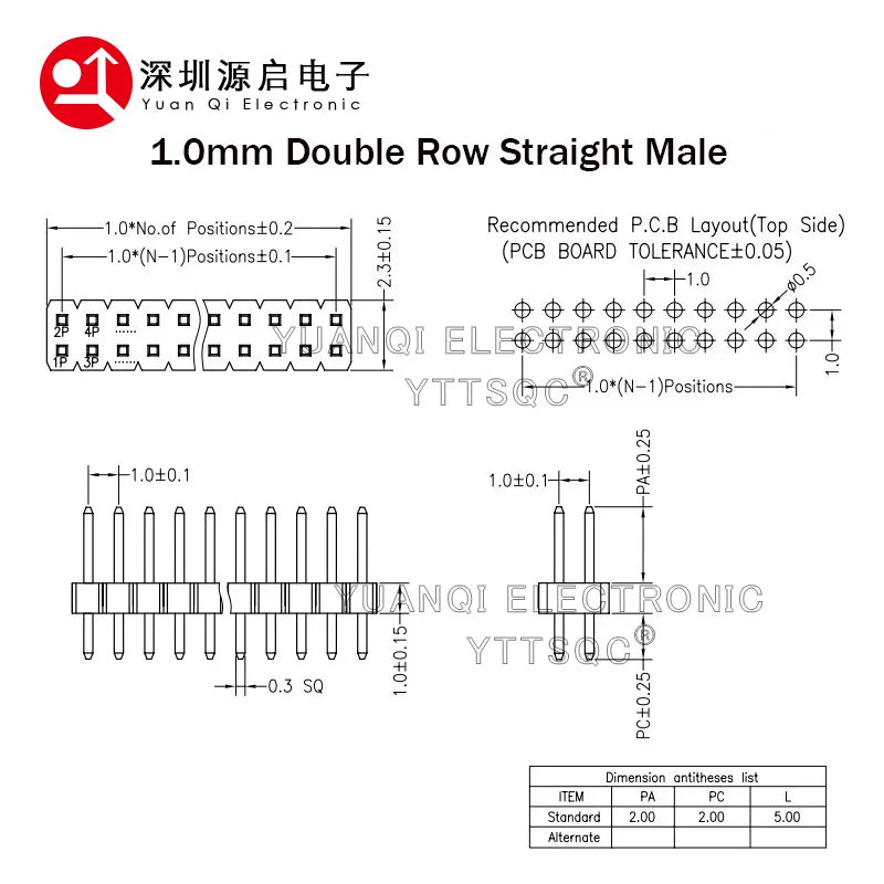 1.0mm Pin Header Connector Single Double Row 1*50P 2*50P SMD SMT Male Female Header Straight Pin Right Angle R/A Socket 1X50pin