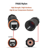 Ethernet LAN CAT6A Shielded IP68 M23 RJ45 Waterproof Connector RJ 45 Female Network Cable Extension Adapter
