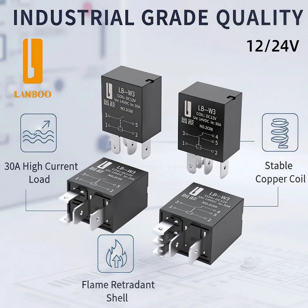 LANBOO 12V/24V 30A Violet Relay for Car 4PIN/5PIN 1NO/1NO1NC Modification Parts