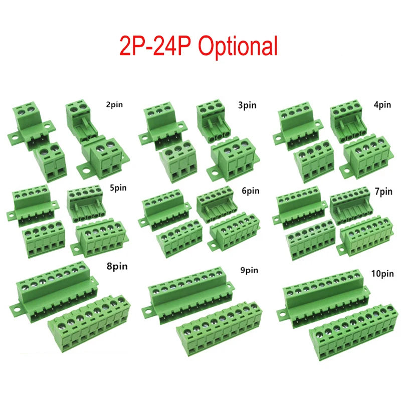 10Pairs 2EDG/15EDGRKC-5.08mm Female Male Aerial Butt Weld with PCB Lock 2P-24P Plugin Screw Wire Cable Terminal Block Connector
