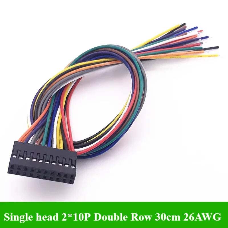 2.54MM Double Row DUPONT LINE Connector Plug With Wire Jumper Cable 30cm 26AWG 2*2/3/4/5/6/7/8/10 PIN Female Single/Double head