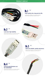 FTDI Chip Usb to RS485 Cable with TX/RX LEDs, Wire End, 1.8M USB-RS485-WE Compatible