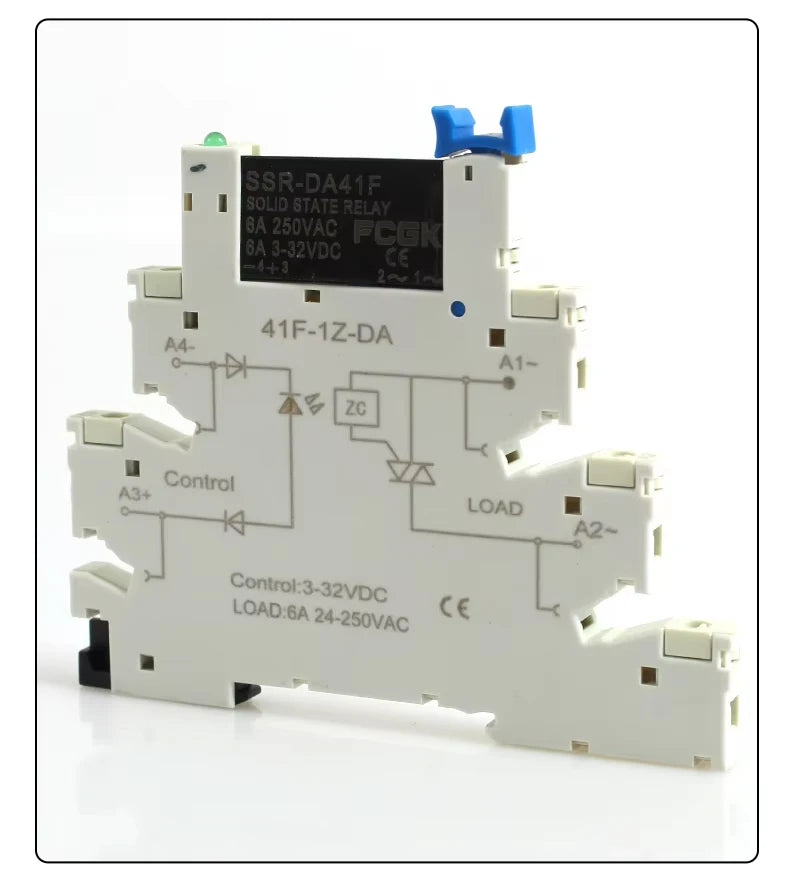 FCGK DC Control AC 6A Slim Interface Solid State Relay Module DIN SSR Slim Relay DC Control DC 41F-1Z-C2 SSR Relay DIN Rail