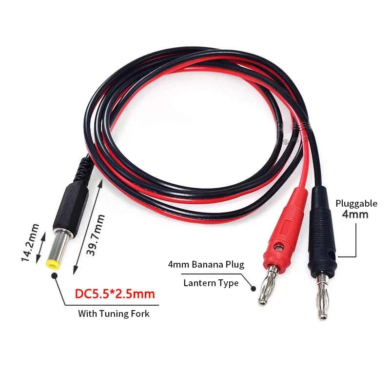 DC to 4MM Banana Connector Wire DC 5.5 X 2.5/2.1MM Power Adapter Connection Cable DC Male to Gun-type Lantern Head Plug Line