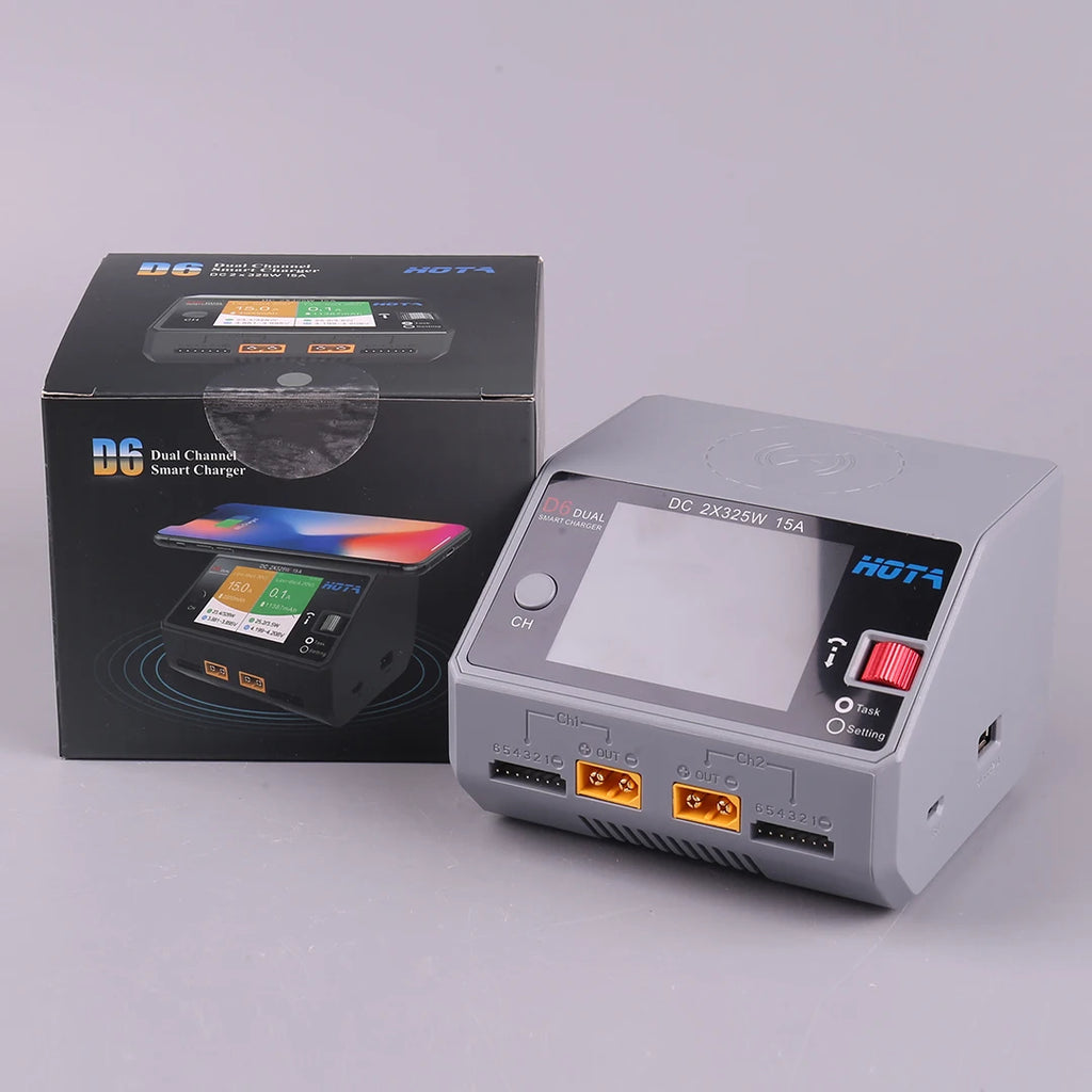 HOTA D6 DC650W 15A Dual Smart Charger Maximum current 1600mA Built-in Micro USB for 1-6S Lipo LiHV/NiZn/Nicd/NiMH Battery