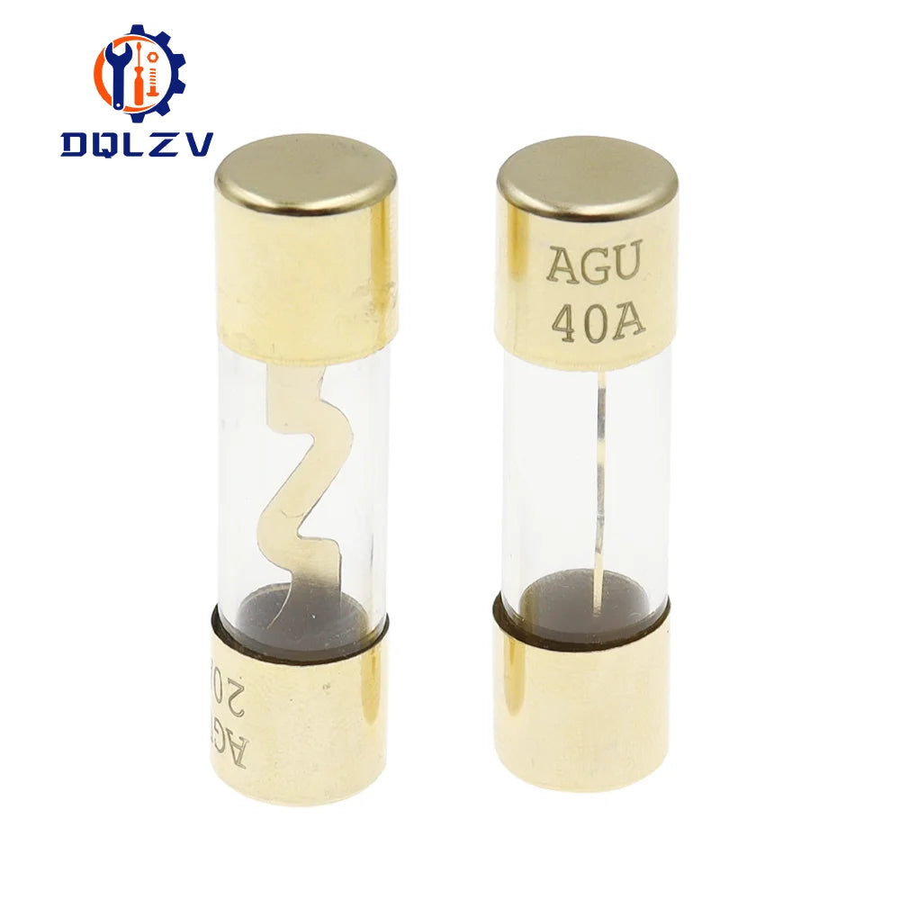 5Pcs Gold Plated Glass AGU Fuse Fuses Pack Car Audio Amp Amplifier 10A 15A 20A 25A 30A 40A 50A 60A 70A 80A 100A Car Fuse