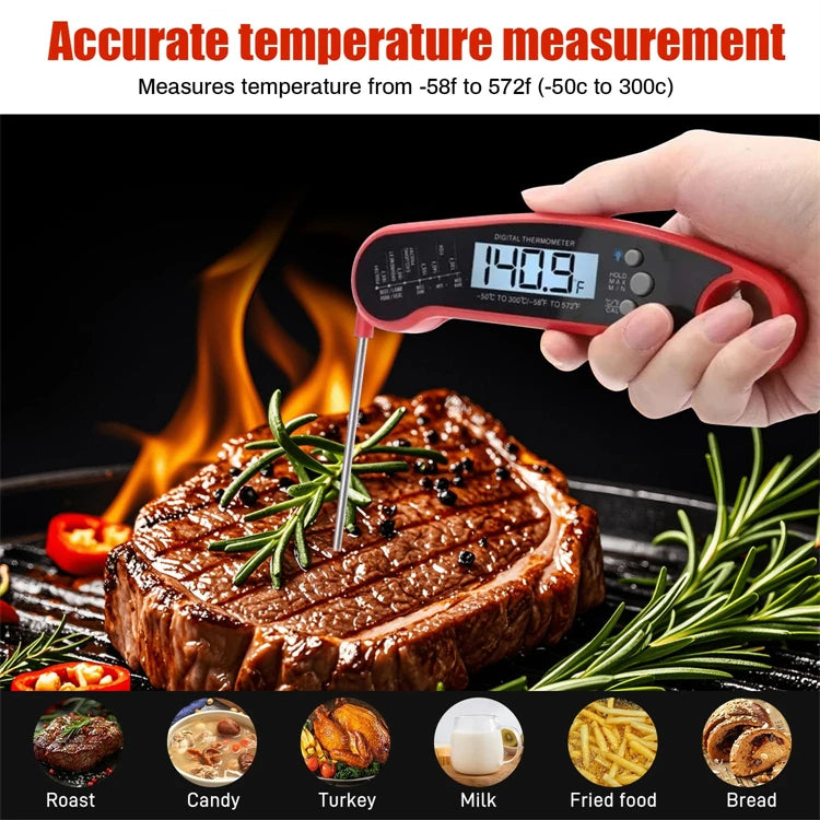 LMETJMA 0.5 Sec Instant Read Meat Thermometer Digital Waterproof Food Thermometer with Backlight Kitchen Thermometer For BBQ ﻿