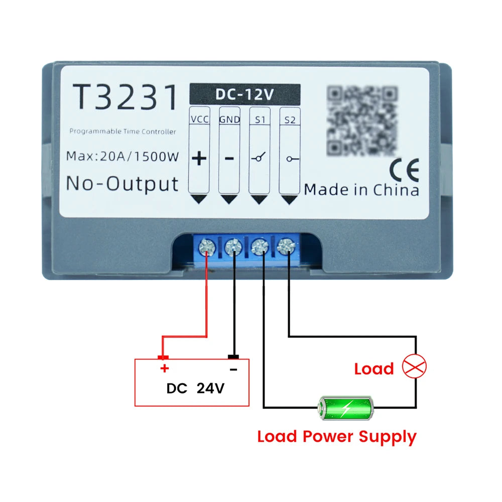 T3231 DC 12V 24V AC 110-220V Digital Time Delay Relay Module Cycle Delay Timer Red Blue Dual Display Timing Relay Switch for Car