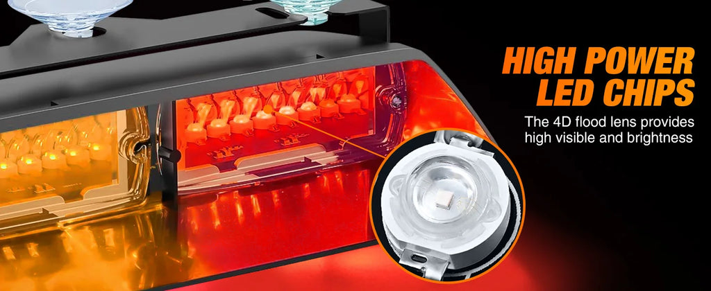 Nilight Bright LED Strobe Lights , Car Windshield Warning Flash Light with Suction Cups, Hazard Safety Lamp for Truck