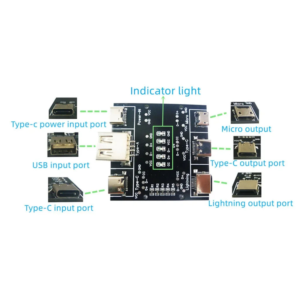 3PCS UD11A03 USB Cable Tester DC5V Type C Input Compatible DT3 Test 4 Kinds Data Line USB A Lightning Type C