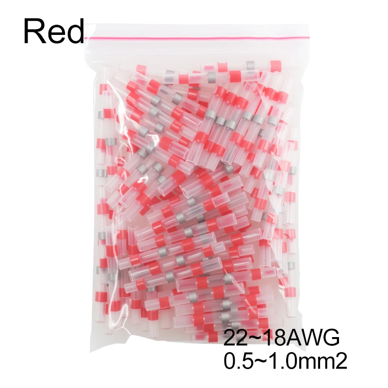 50/100/500pcs Solder Seal Wire Connectors Heat Shrink Butt Terminals, Waterproof Insulated Electrical Wire Splice Connector