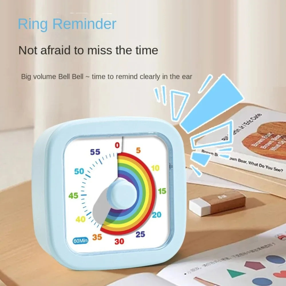 60 Minutes Visual Timer Ultra Silent Visualization Countdown Alarm Clock Round/Square Self-discipline Kitchen Timer