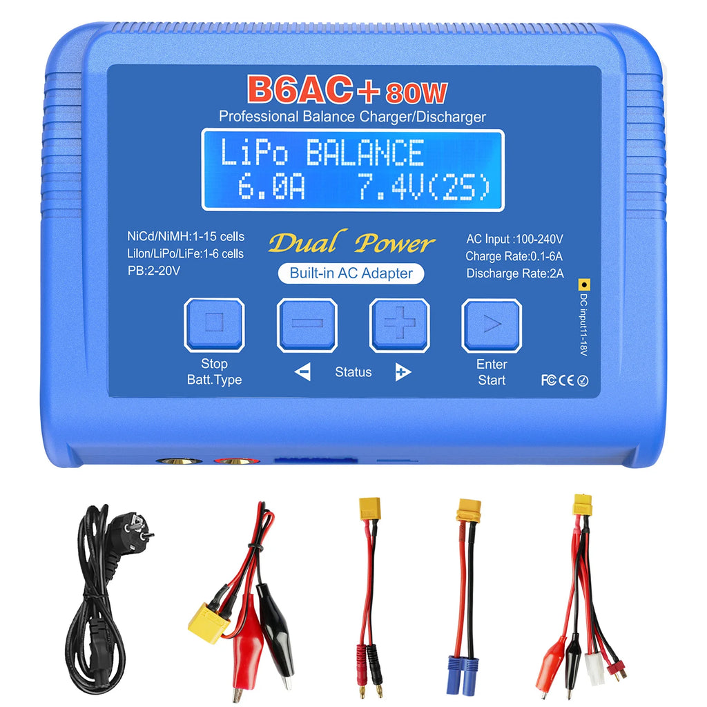 iMAX B6 80W Battery Charger For Lipo NiMh Li-ion Ni-Cd Digital Lipro Balance Charger Discharger AC Power 15V 6A Adapter Rc Car