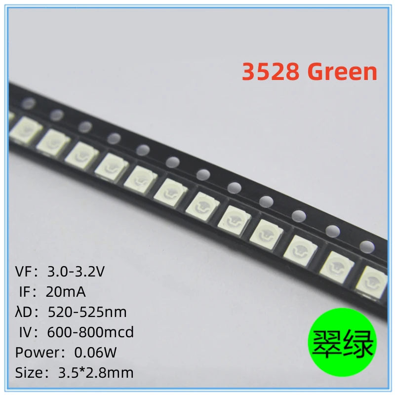 2000Pcs 3528 SMD LED Red Blue Green White Yellow Pink UV RGB LED Lamp Beads Size 1210 Light-emitting Diode High Bright Quality