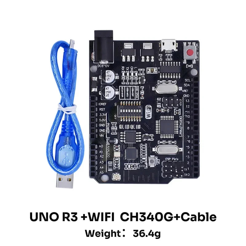 UNO R3 Official ATMEGA16U2/UNO+WiFi R3 MEGA328P Chip CH340G For Arduino UNO R3 Development Board WeMos ESP8266 USB/TYPE-C/Micro