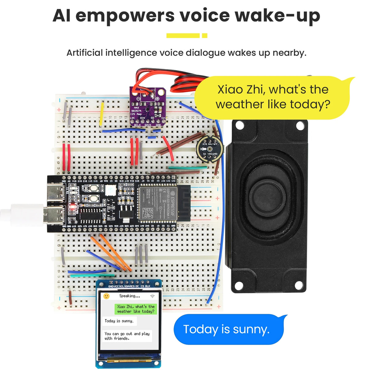 Kidsbits 1.54 Inch OLED ESP32-S3 Xiao Zhi AI Voice Interact Chatbot DIY Electronic Kit Base on Arduino ESP32 STEM Programming