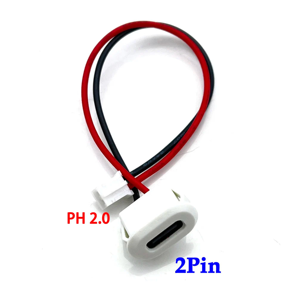 2 4 6 Pin USB-C Type Waterproof USB Connector Direct Compression Female Base Female Socket Charging Interface With Welding Wire