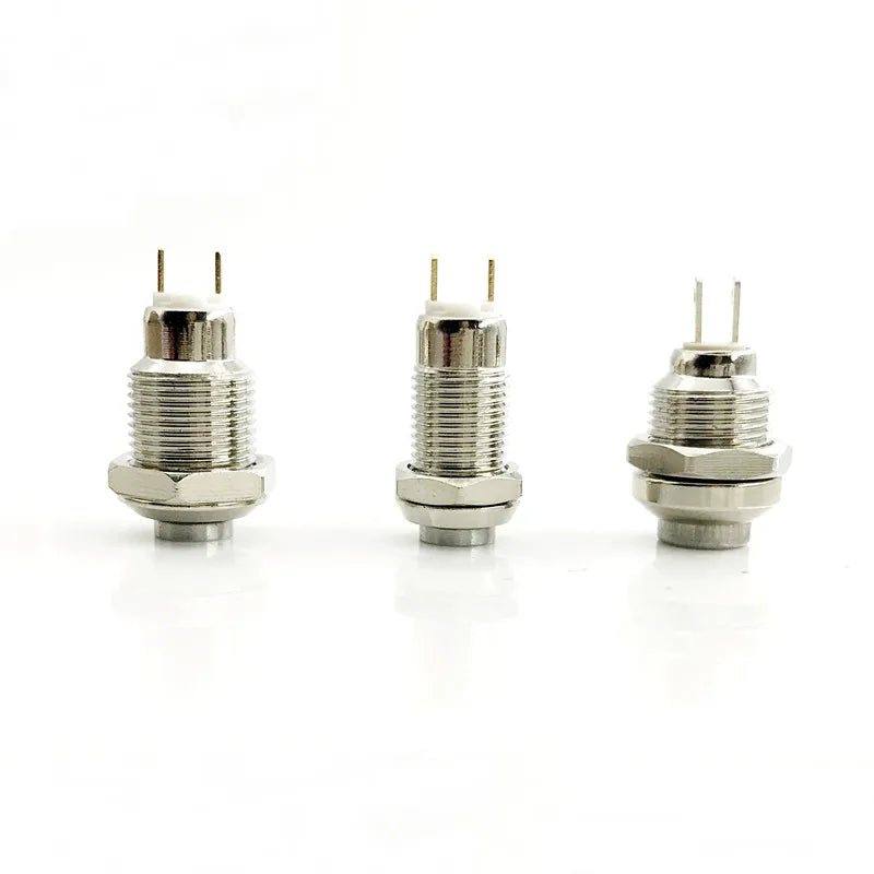 8mm 10mm Metal Button Switch 2-pin Self-locking/locking Self Resetting/instantaneous Waterproof IP67 1NO Mini Button Switch