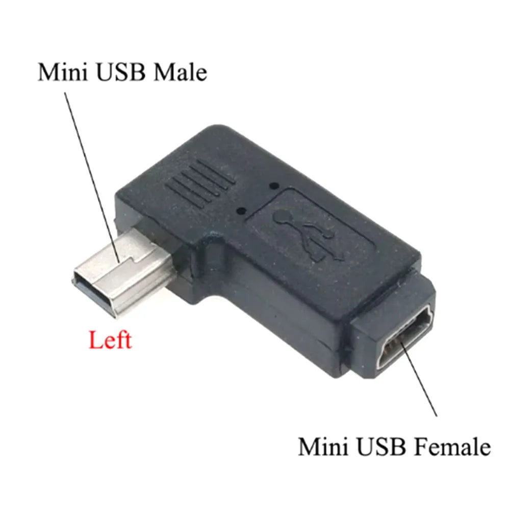 New Mini USB to Micro USB Adapter Plug 90 Degree Left&Right Angle Micro USB Male to Mini USB Female Type B Connector