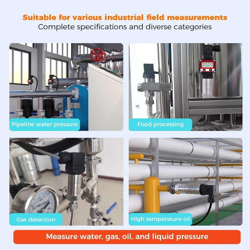 LCD Display Pressure Transmitter 4-20mA 0-5V 10V RS485 Output Water Gas Oil Pressur Sensor Negative Vacuum Pressure Transducer